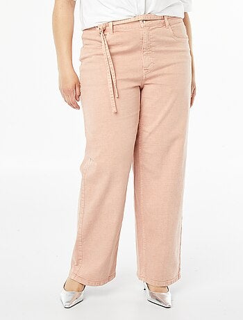 Pantalon en twill avec fine ceinture à nouer