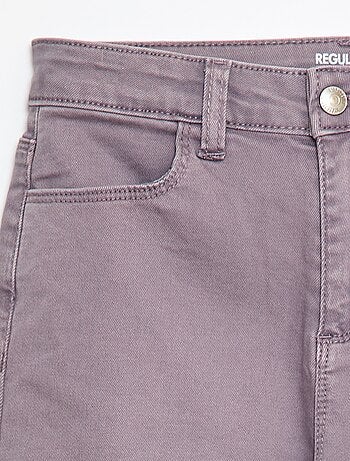 Pantalon en twill avec ouverture pressionnée - Coupe + confortable
