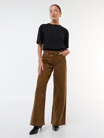Pantalon en twill de coton avec ceinture décalée