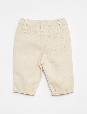 Pantalon en twill paperbag taille 3/4