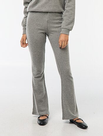 Pantalon flare en coton stretch en maille doudou