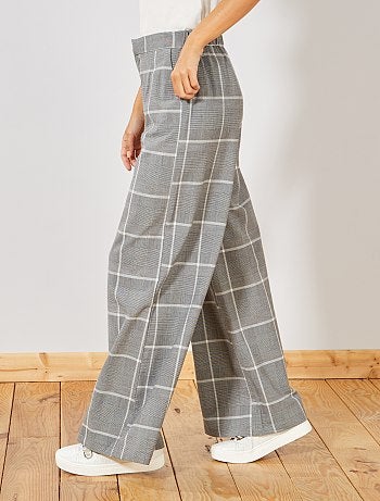 Pantalon fluide à carreaux - Kiabi