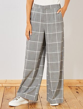Pantalon fluide à carreaux - Kiabi
