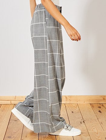 Pantalon fluide à carreaux - Kiabi
