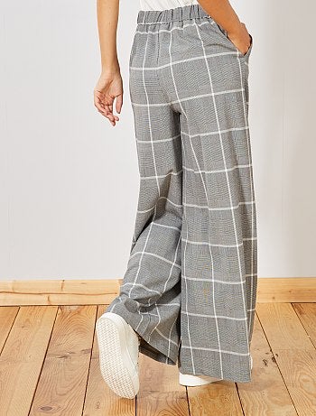 Pantalon fluide à carreaux - Kiabi