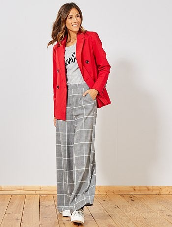 Pantalon fluide à carreaux - Kiabi