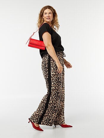 Pantalon large avec bandes contrastantes