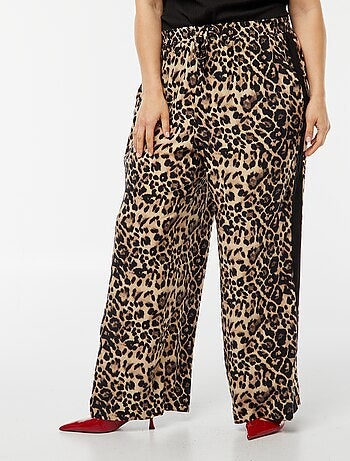Pantalon large avec bandes contrastantes