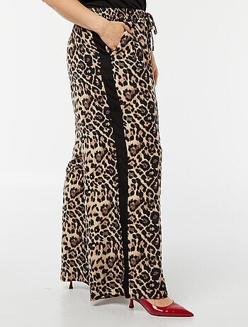 Pantalon large avec bandes contrastantes