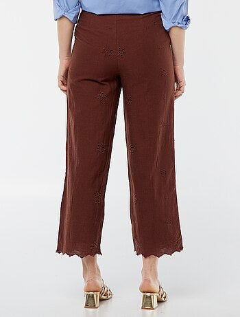 Pantalon large avec broderies anglaises