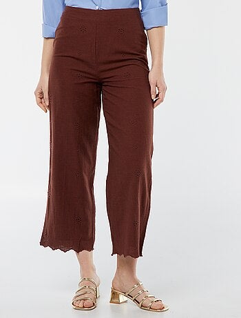 Pantalon large avec broderies anglaises