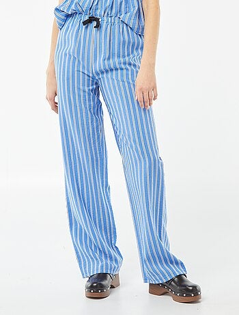 Pantalon large avec motif rayé