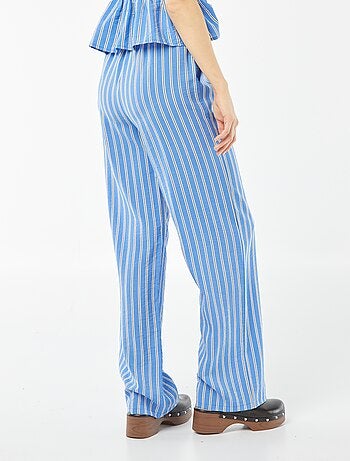 Pantalon large avec motif rayé