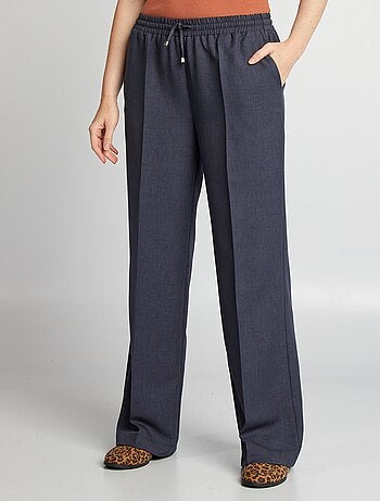 Pantalon large chambray