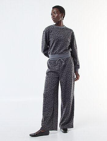 Pantalon large doudou léopard