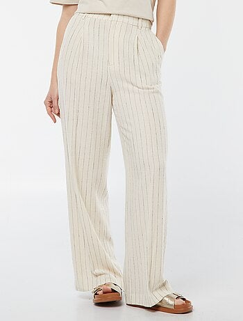 Pantalon large en lin mélangé