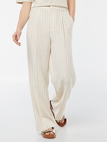 Pantalon large en lin mélangé