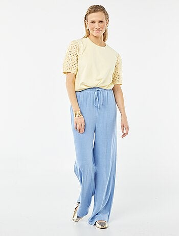 Pantalon large en lin mélangé