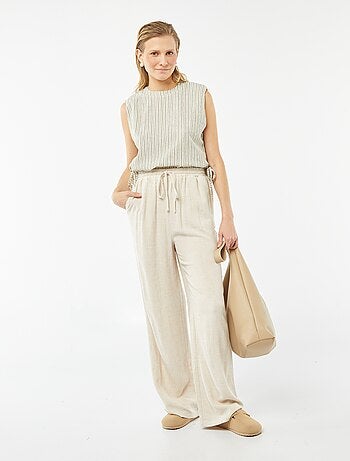Pantalon large en lin mélangé