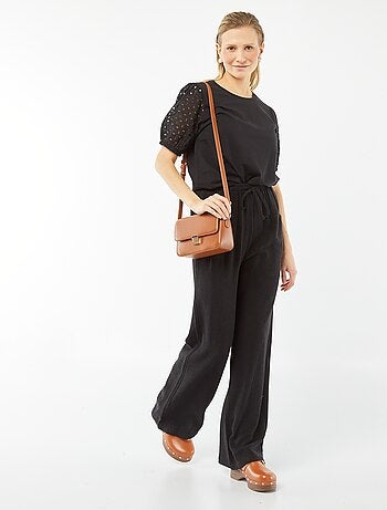 Pantalon large en lin mélangé