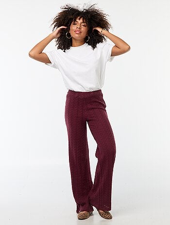 Pantalon large en maille crochet