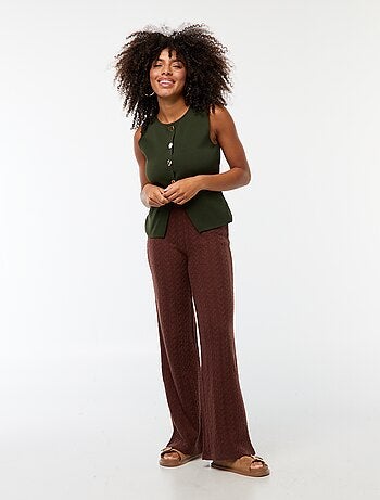 Pantalon large en maille crochet