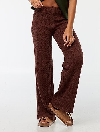 Pantalon large en maille crochet
