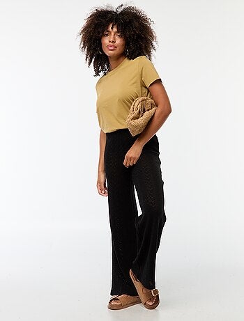 Pantalon large en maille crochet