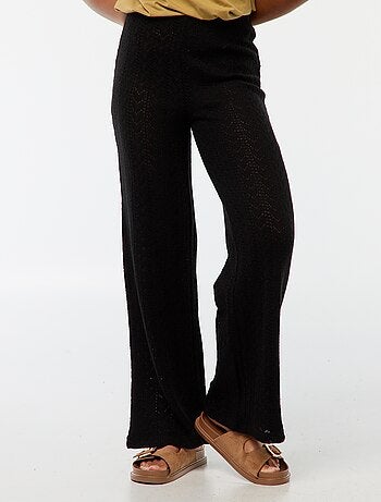 Pantalon large en maille crochet