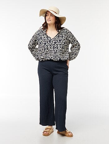 Pantalon large en maille gaufrée