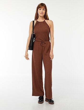 Pantalon large en maille gaufrée