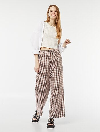 Pantalon large en maille gaufrée