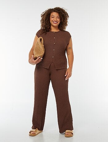 Pantalon large en maille gaufrée