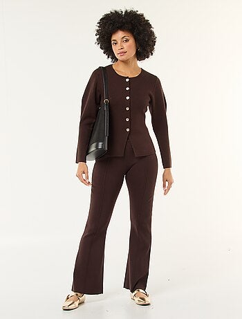 Pantalon large en maille ottoman uni