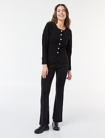 Pantalon large en maille ottoman uni