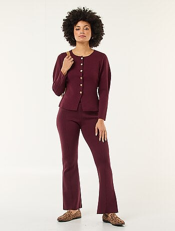 Pantalon large en maille ottoman uni