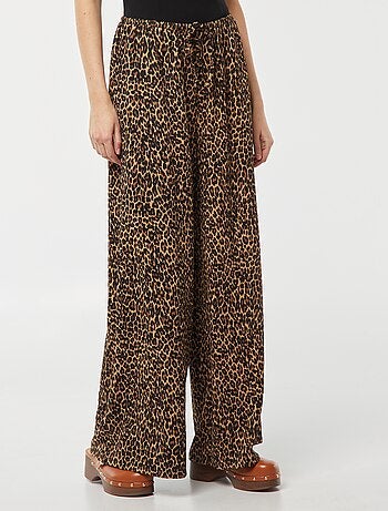 Pantalon large en maille plissée