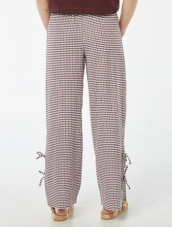 Pantalon large en matière crêpée avec nouettes