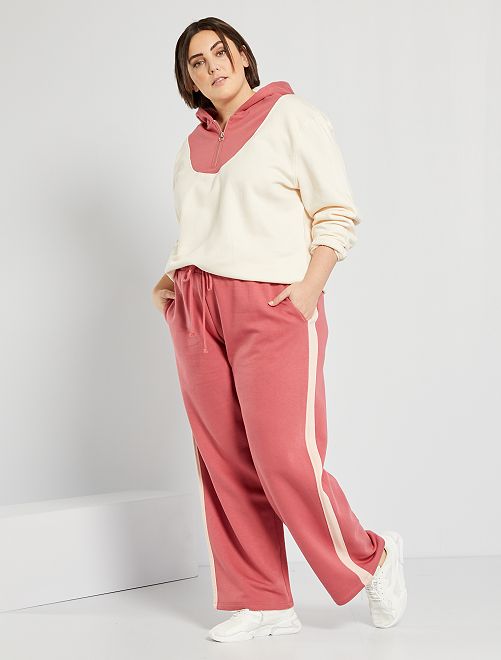 Pantalon large en molleton                             rose 
