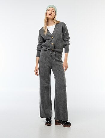 Pantalon large en tricot ottoman