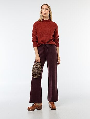 Pantalon large en tricot ottoman