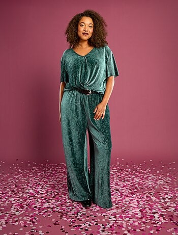 Pantalon large en velours côtelé uni
