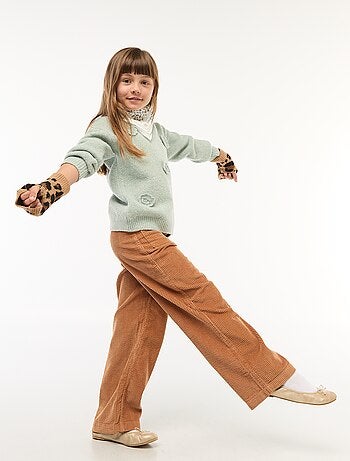 Pantalon large en velours uni