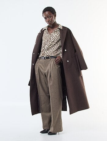 Pantalon large 'JDY' en flanelle avec ceinture