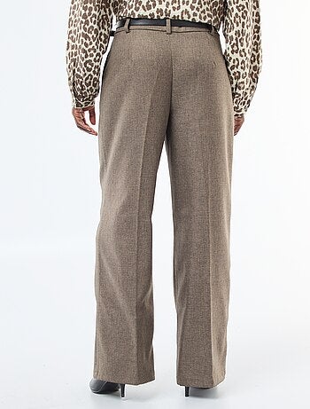 Pantalon large 'JDY' en flanelle avec ceinture