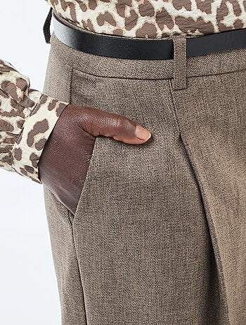 Pantalon large 'JDY' en flanelle avec ceinture