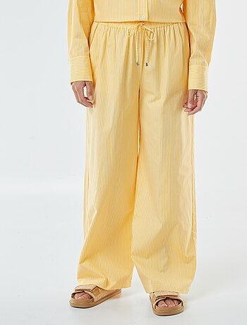 Pantalon large rayé en popeline