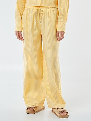 Pantalon large rayé en popeline