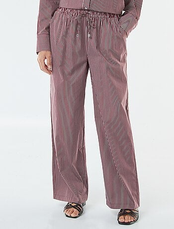 Pantalon large rayé en popeline