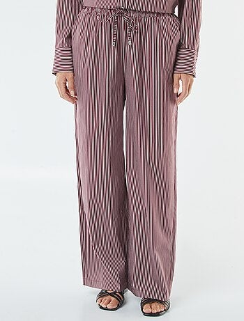 Pantalon large rayé en popeline